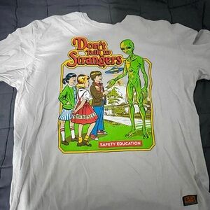 White Graphic Tee with Alien Print